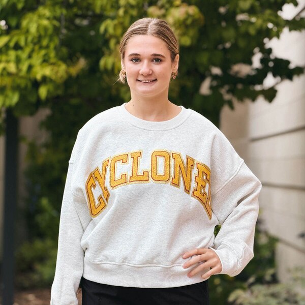 Posh Play Women's Cyclones Drop Shoulder Gray Crewneck